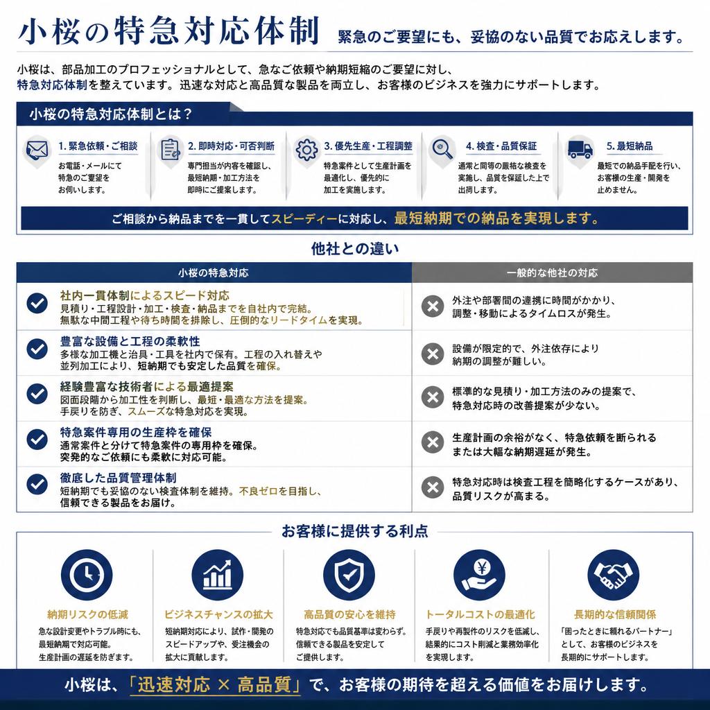 小桜の急ぎ加工の強み